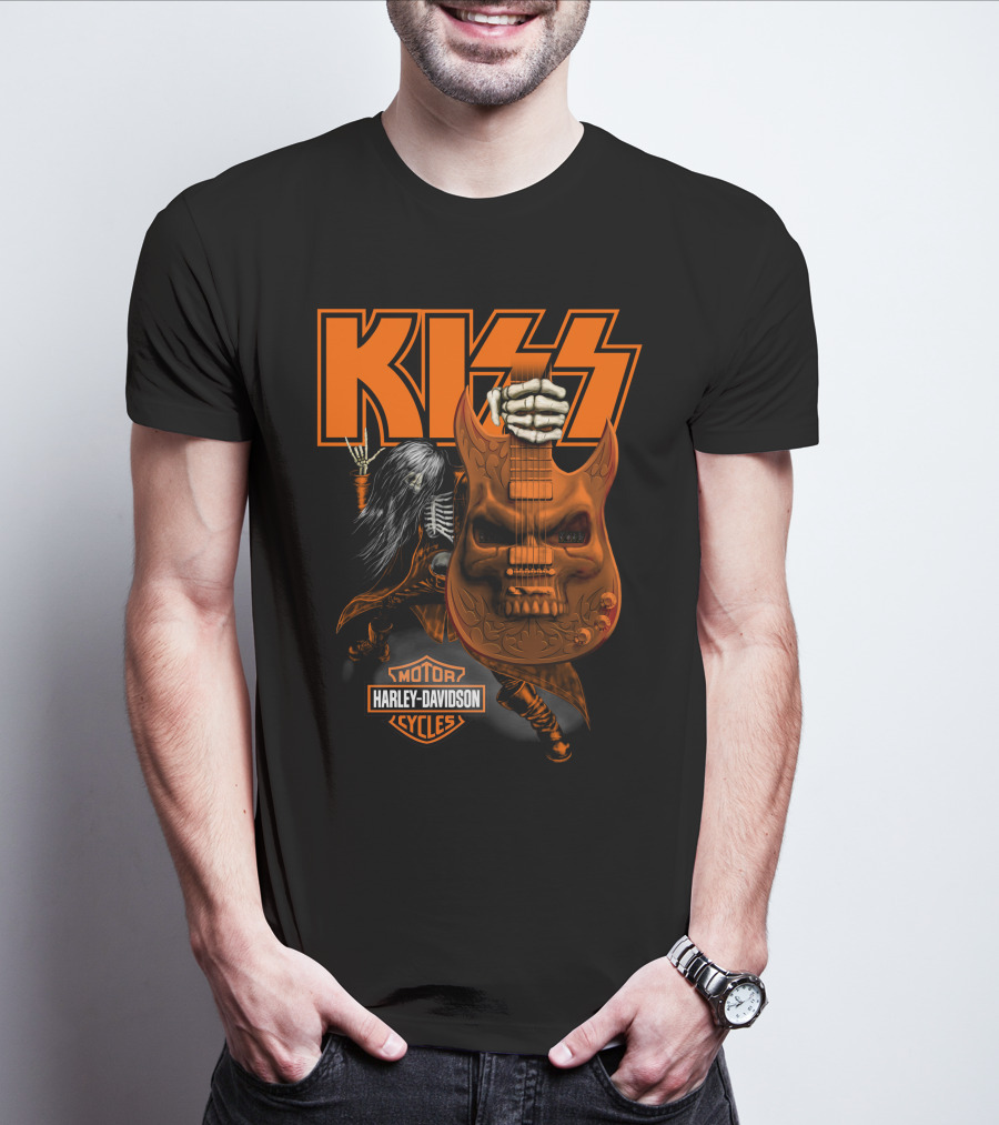 Kiss Harley Davidson Skeleton Guitar T-Shirt