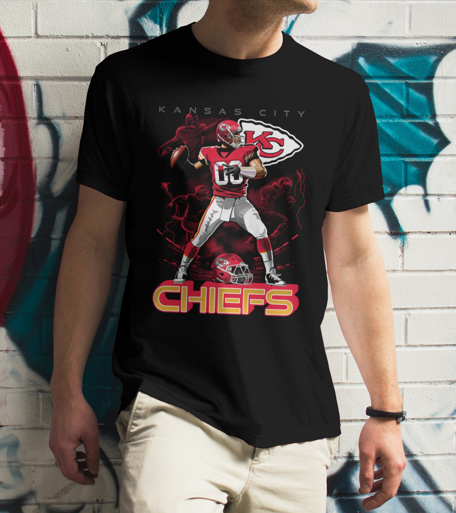 Kansas City Chiefs Football Player With Kc Helmet T-Shirt