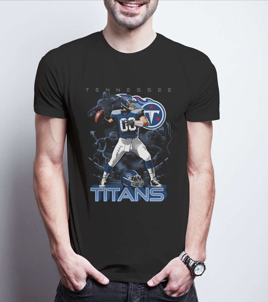 Tennessee Titans Football Player With Logo And Helmet T-Shirt