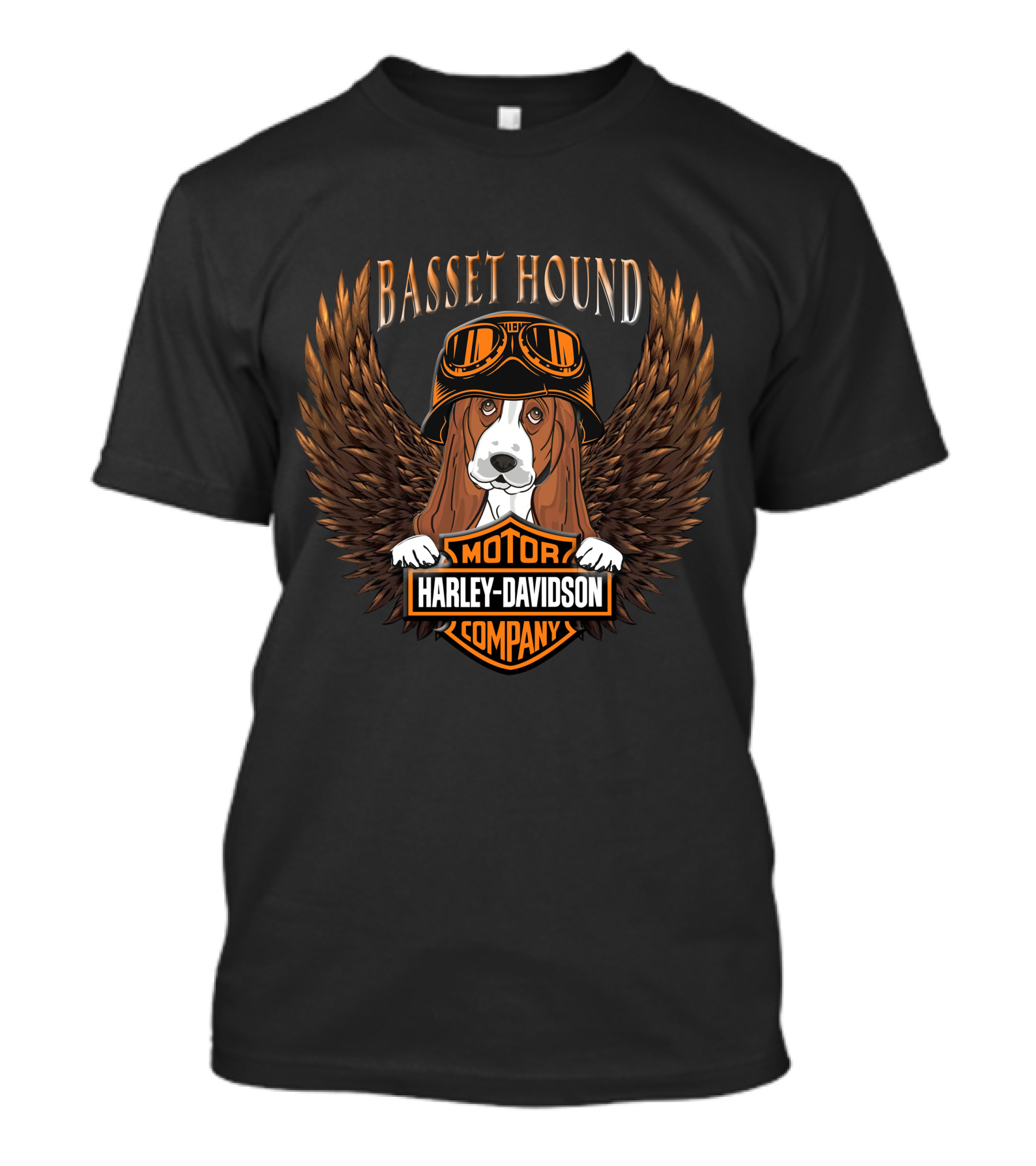 Basset Hound Harley Davidson Motor Company Winged Dog Helmet T-Shirt