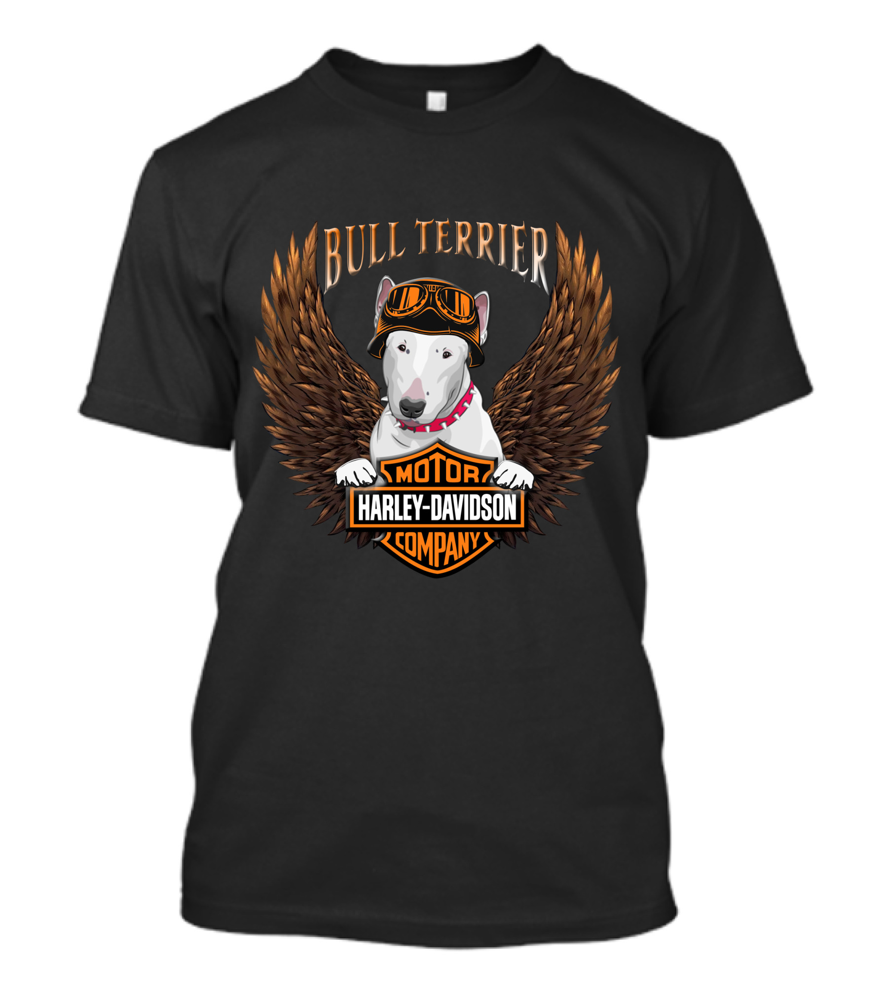Bull Terrier Harley Davidson Motor Company Wings T-Shirt