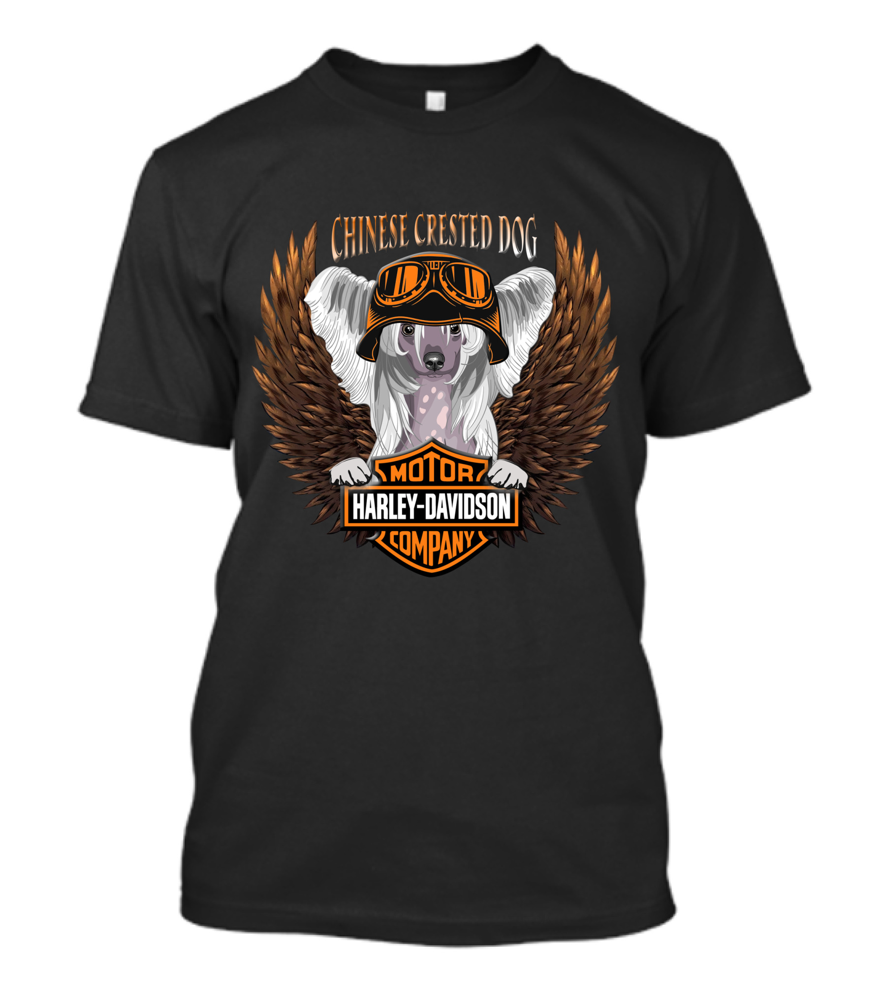 Chinese Crested Dog Harley Davidson Motor Company Winged T-Shirt