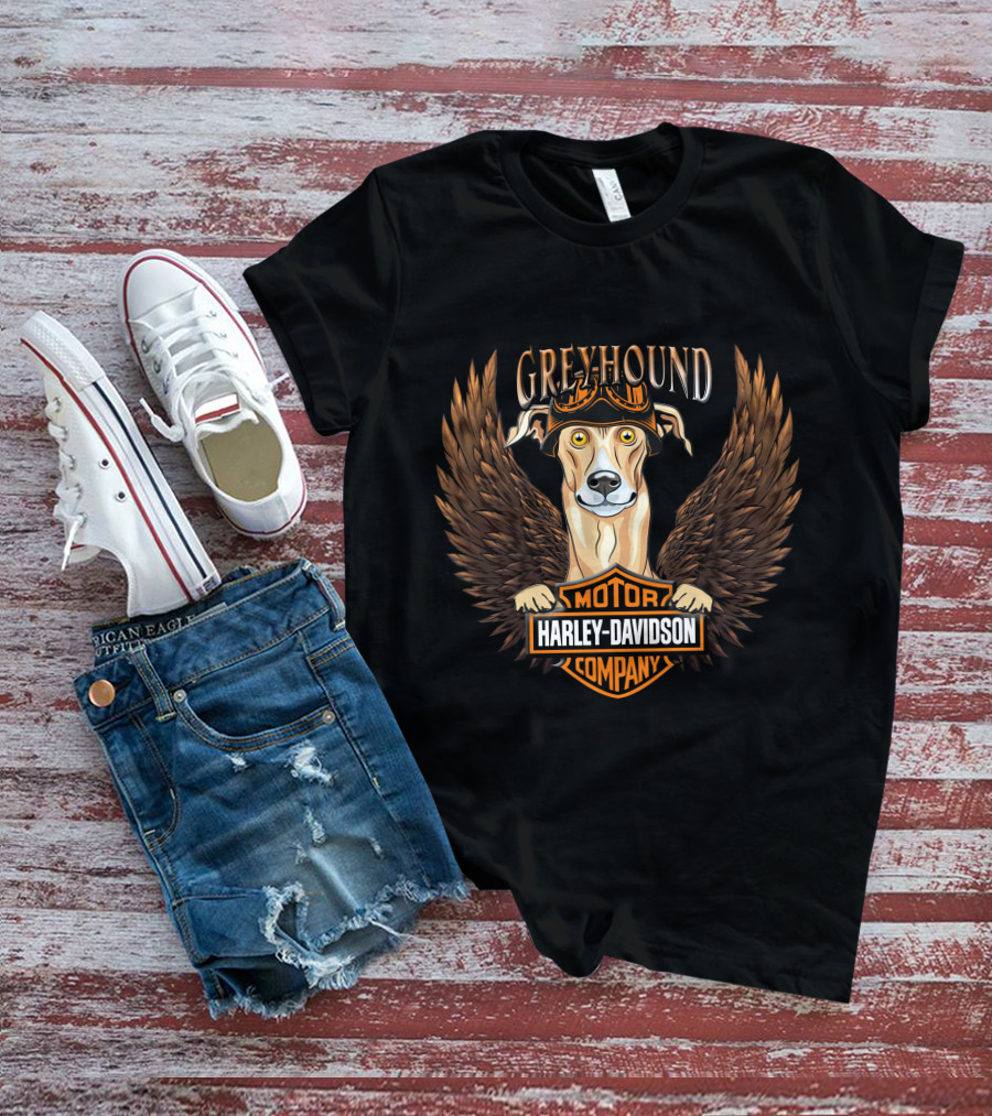 Harley Davidson Greyhound Motor Company Winged Dog T-Shirt