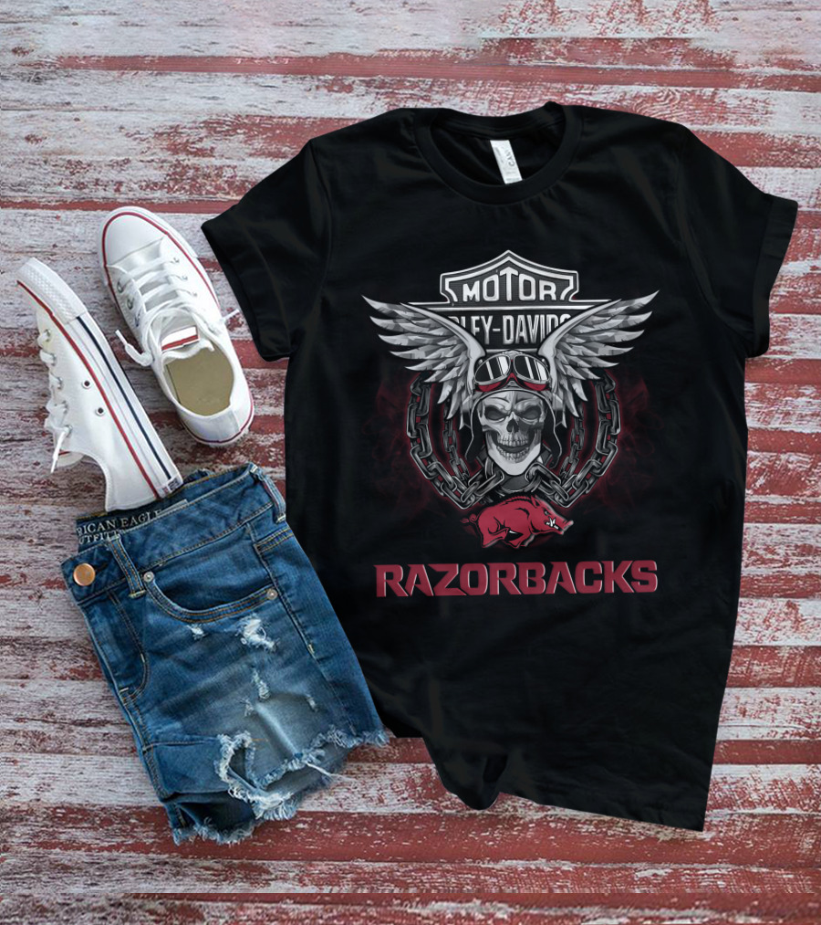 Motor Harley Davidson Razorbacks Arkansas Ncaa Football Fans T-Shirt
