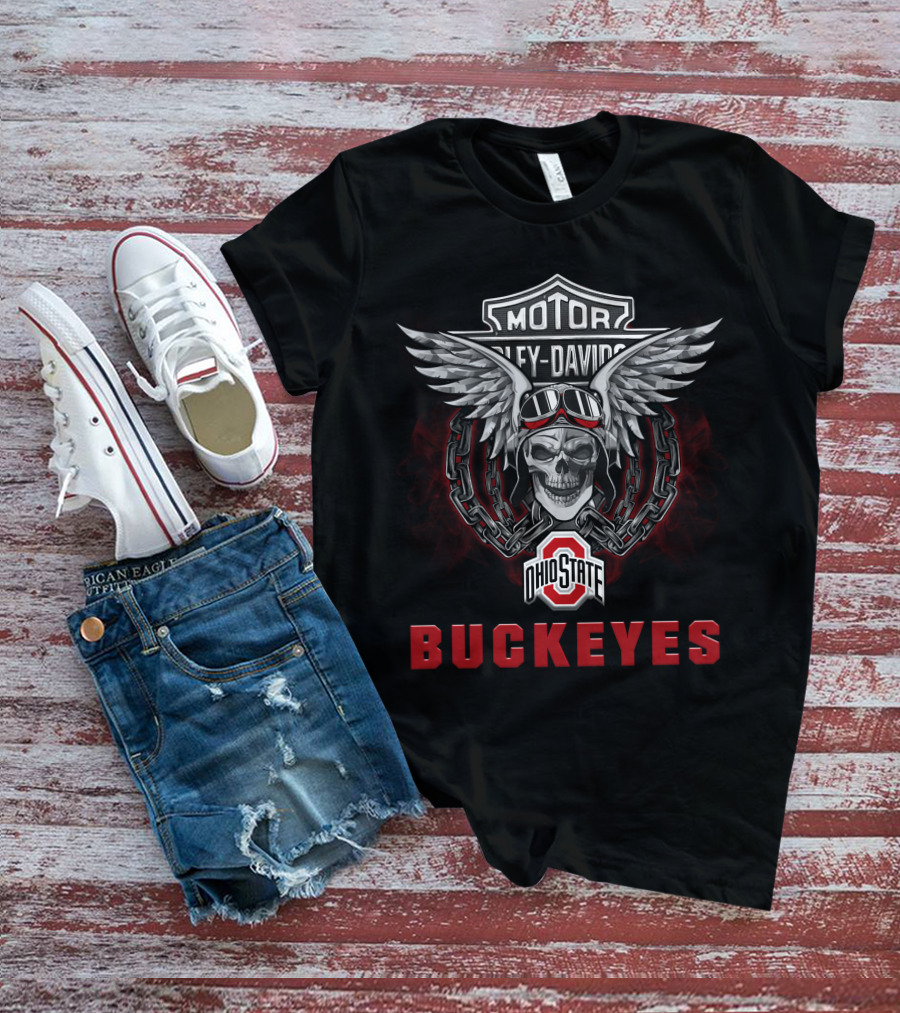 Motör Harley Davidson Buckeyes Ohio State Ncaa Football Fans T-Shirt