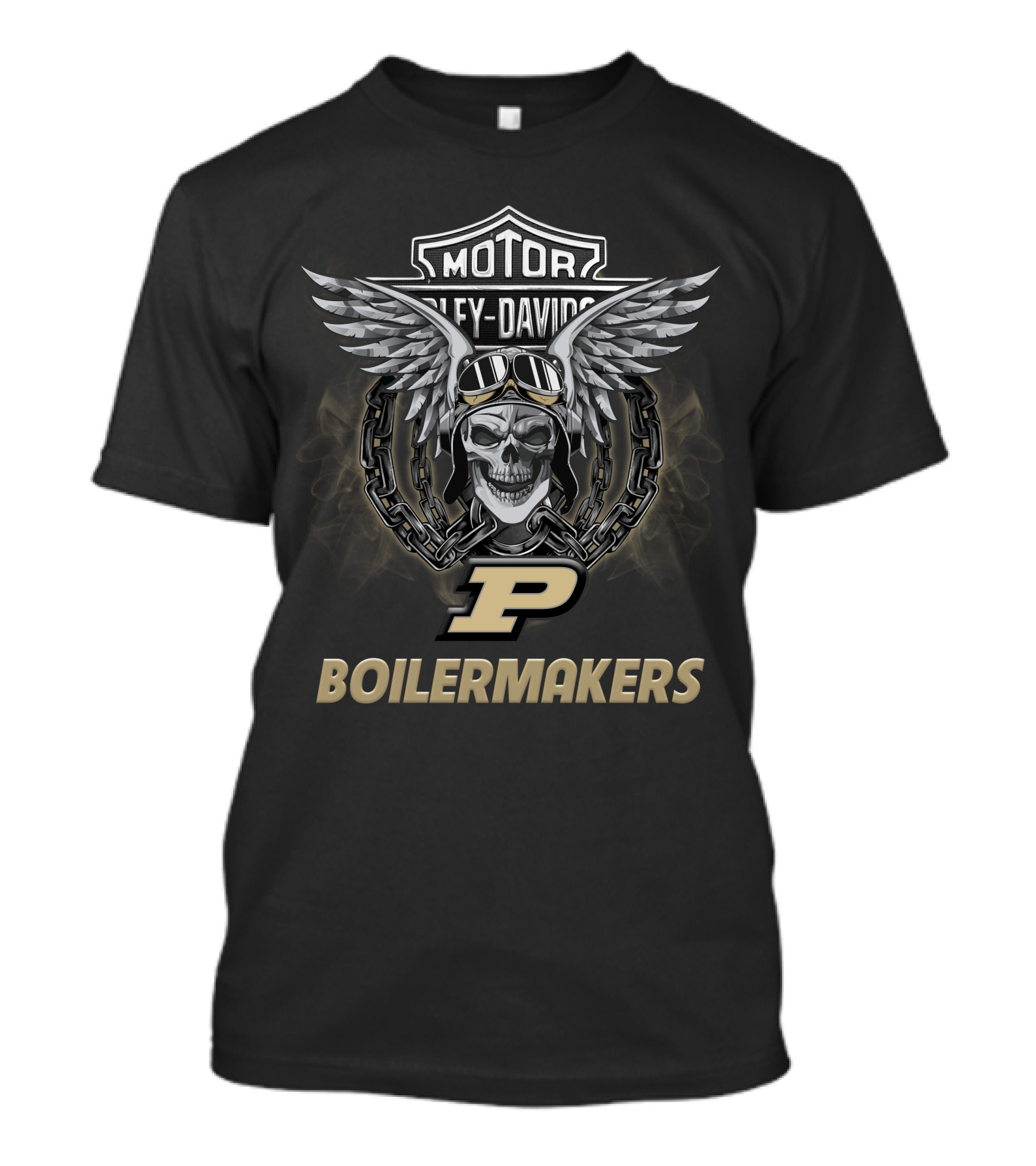 Harley Davidson Purdue Boilermakers Ncaa Football Skull Wings T-Shirt