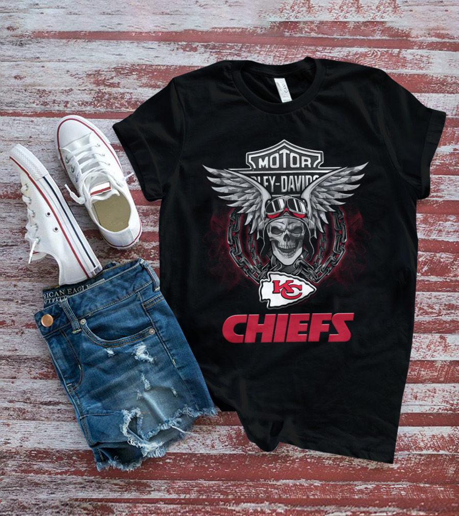 Motor Harley Davidson Kansas City Chiefs Nfl Football Fans T-Shirt