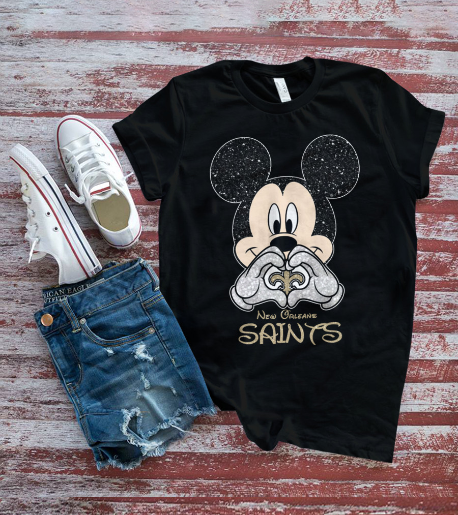 Mickey New Orleans Saints Fleur-de-Lis Love T-Shirt