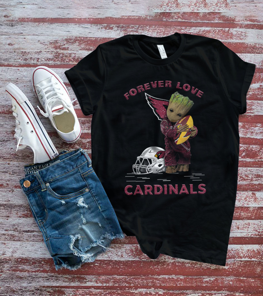 Forever Love Cardinals Groot Holding Football Helmet T-Shirt