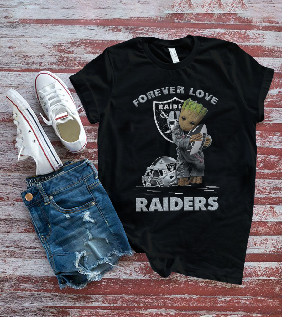 Forever Love Raiders Groot Holding Football Helmet T-Shirt