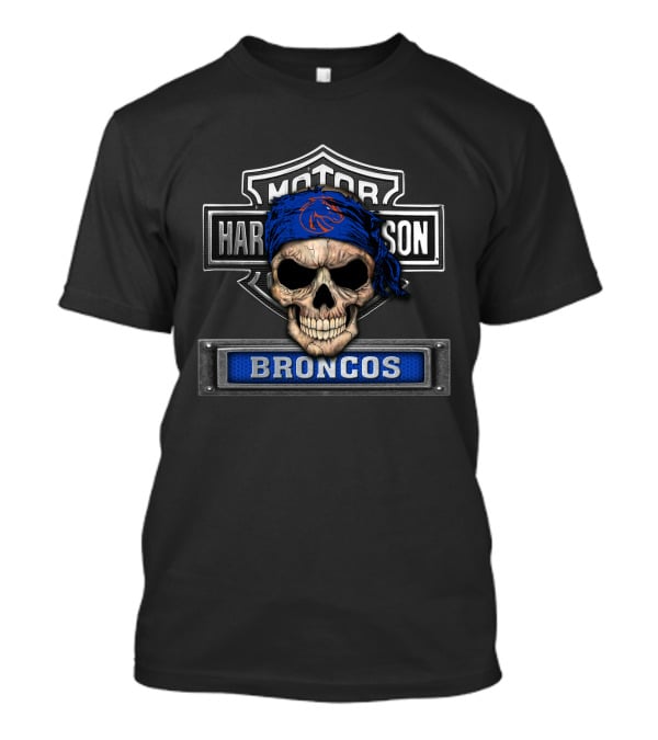 Hd Ncaa Boise State Broncos Skull Bandana Harley Davidson T-Shirt