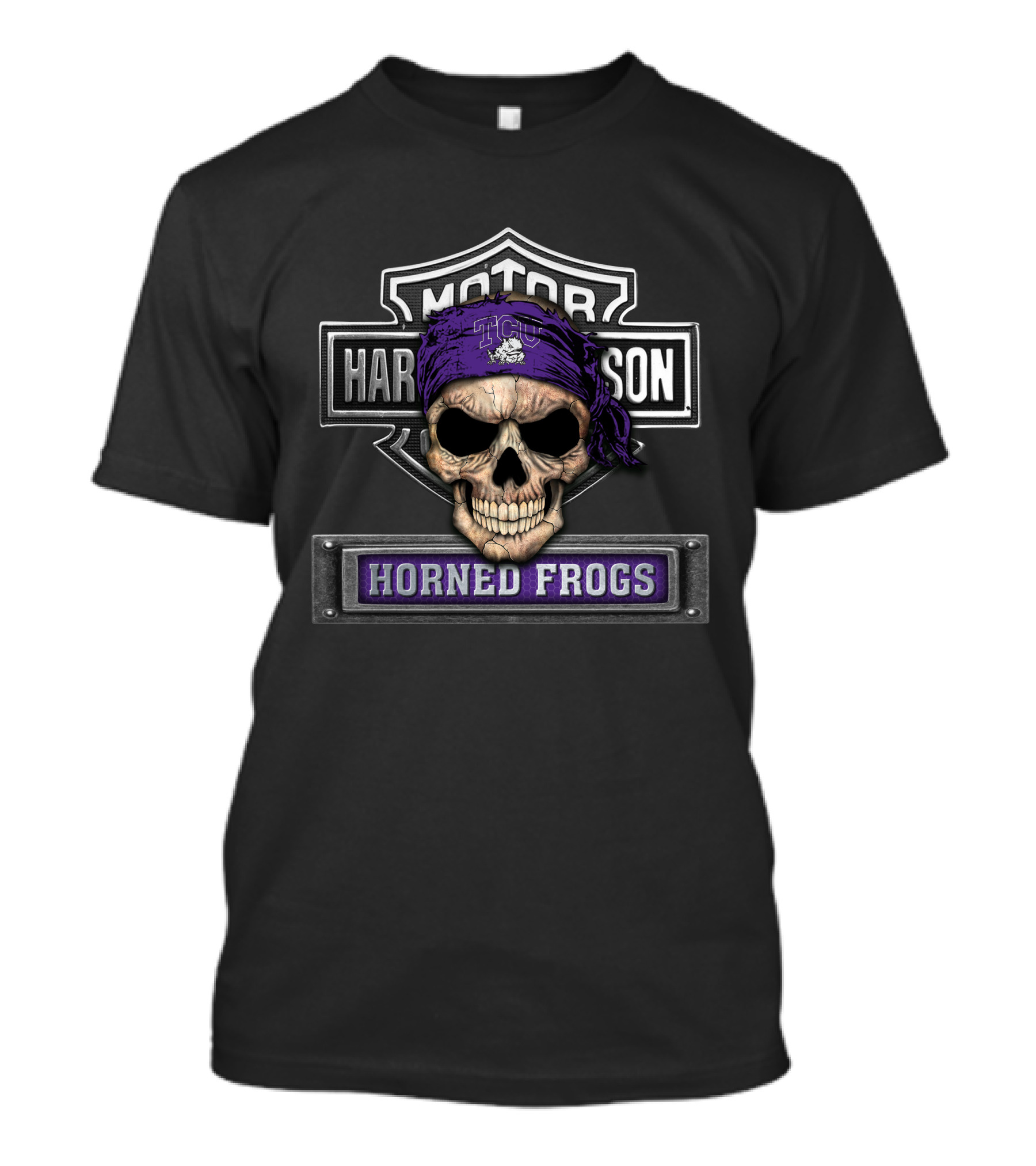 Tcu Horned Frogs Skull With Purple Bandana Hd Ncaa T-Shirt