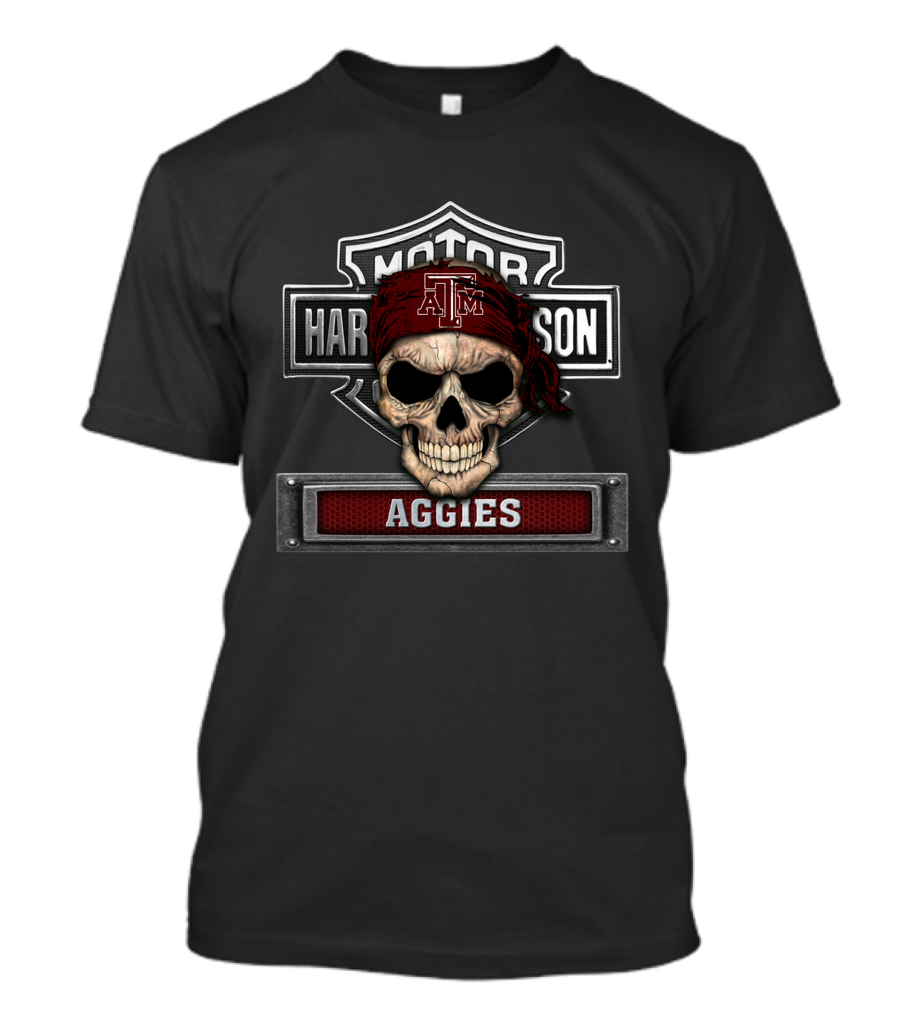 Motor Harley Davidson Skull Texas A&M Aggies T-Shirt