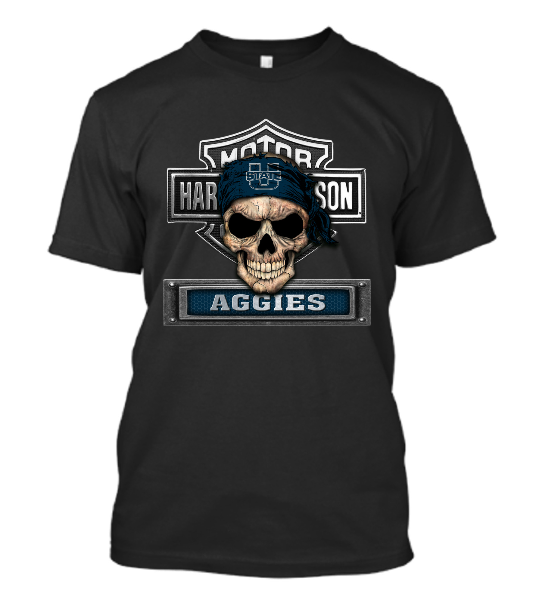 Motor Harley Davidson Utah State Aggies Skull T-Shirt