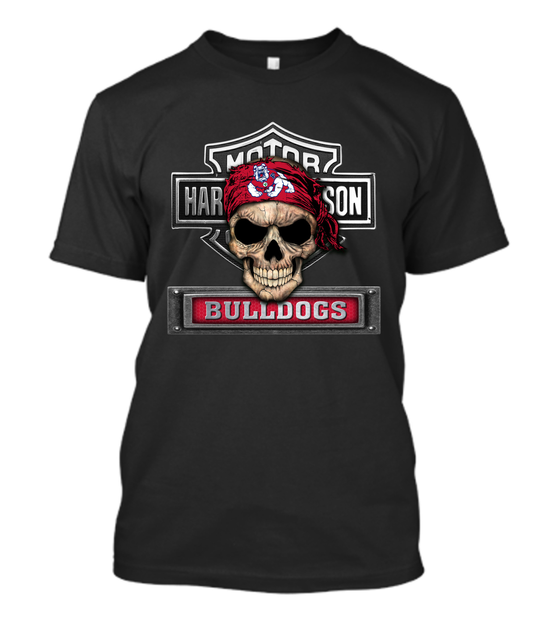 Motor Harley Davidson Fresno State Bulldogs Skull Bandana T-Shirt