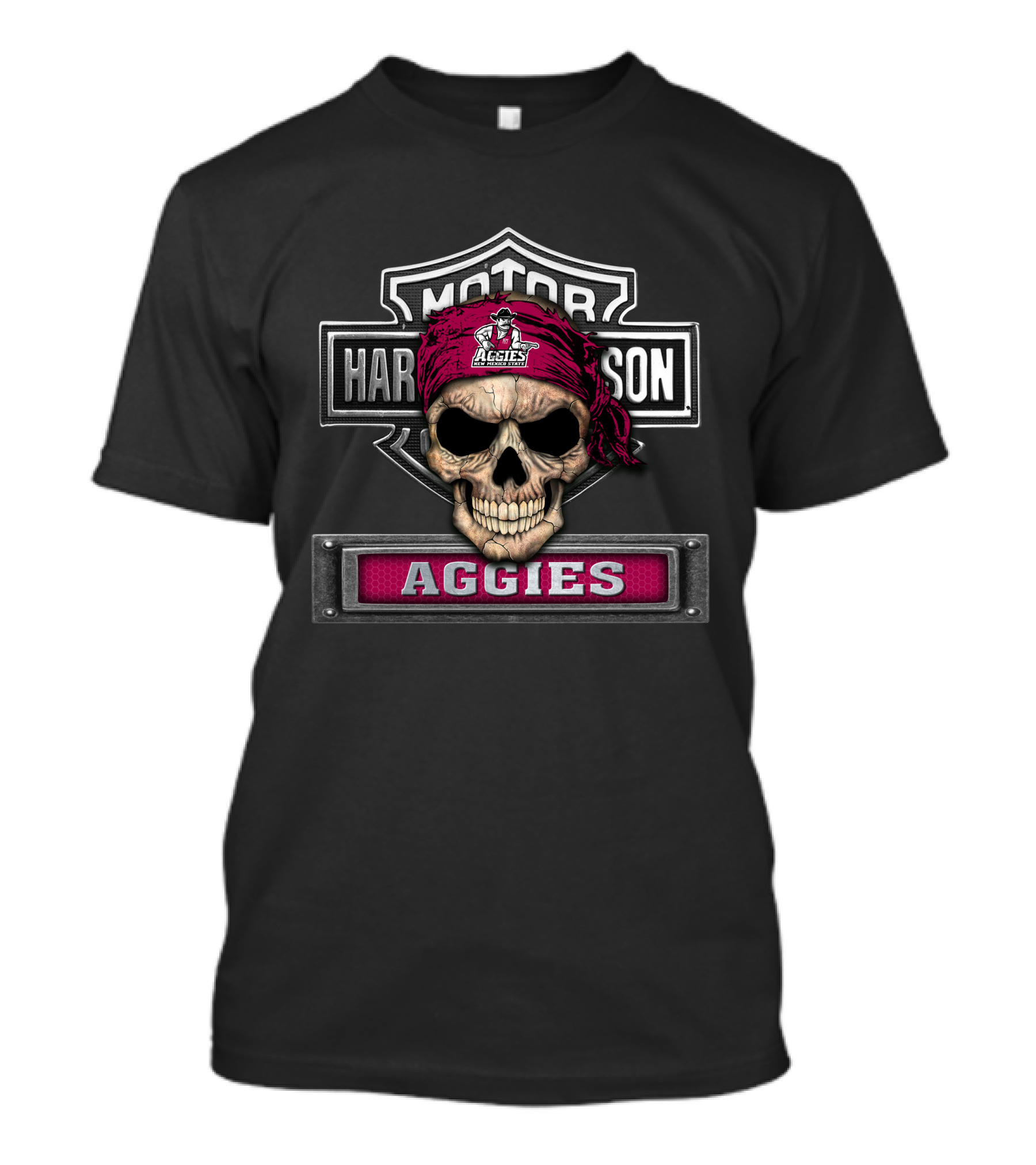 Motor Aggies Skull Bandana Harley Davidson New Mexico State T-Shirt
