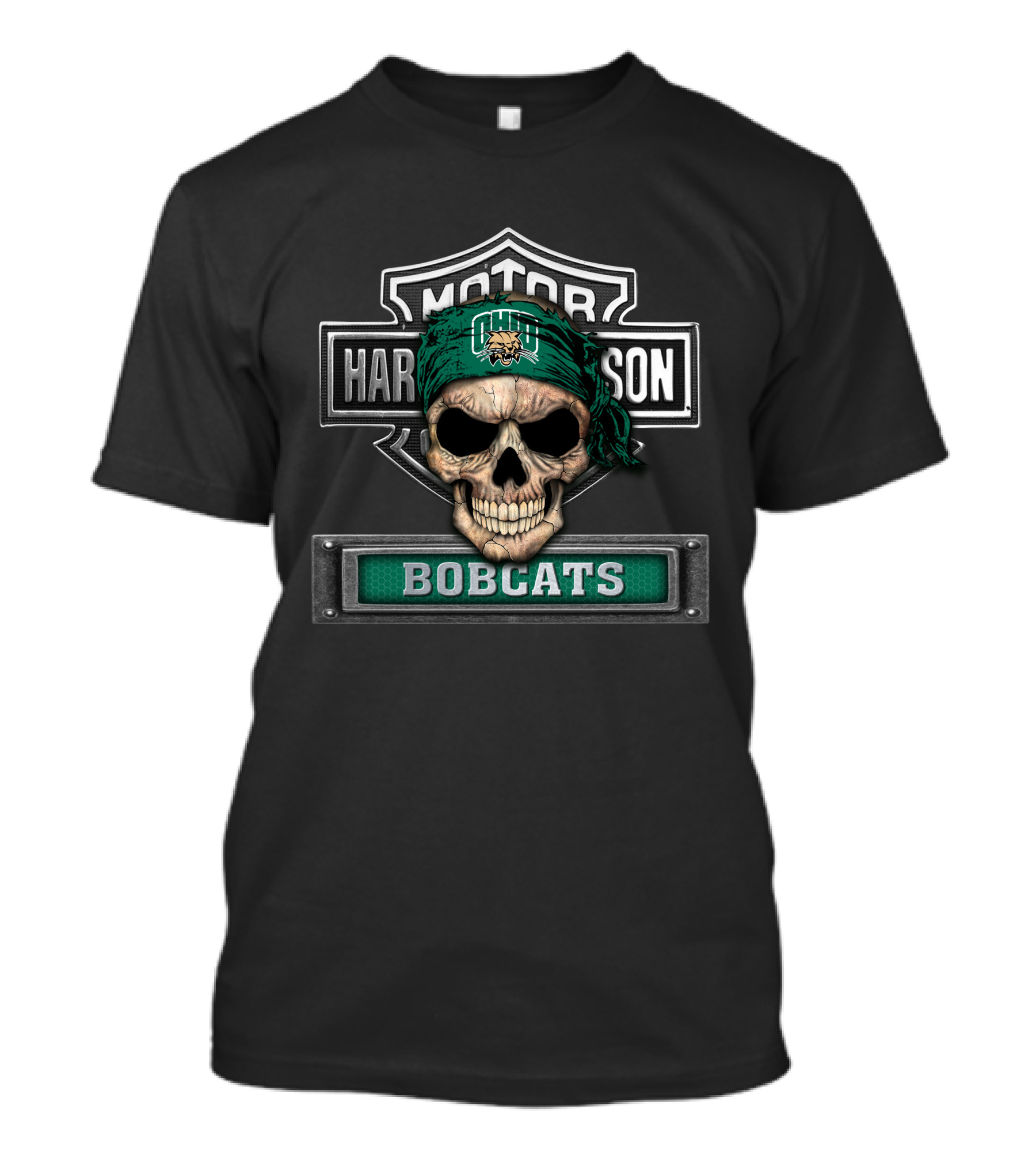 Harley Davidson Ohio Bobcats Skull Bandana T-Shirt