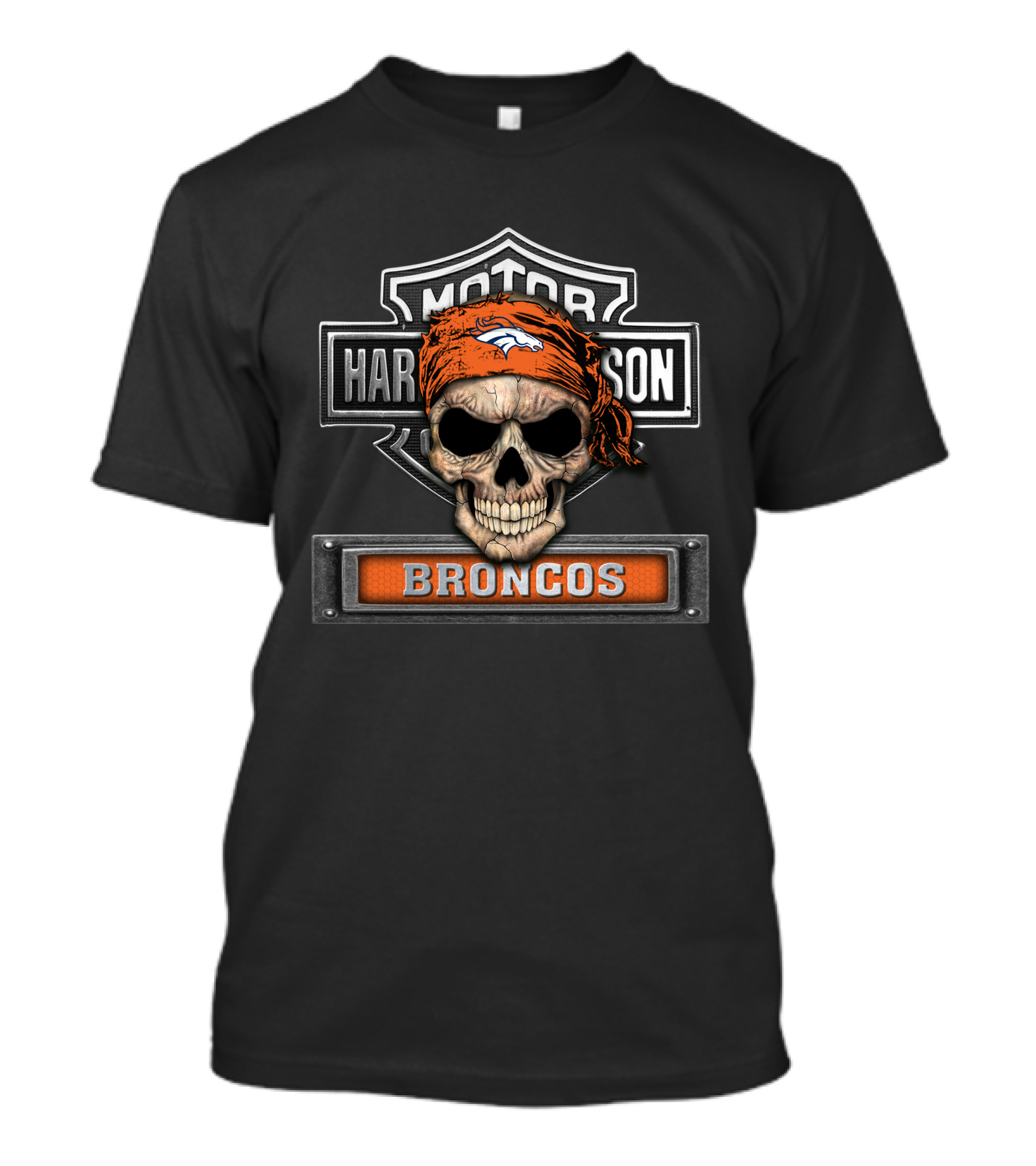 Motor Dh 91 Hd Nfl Denver Broncos Harley Skull T-Shirt