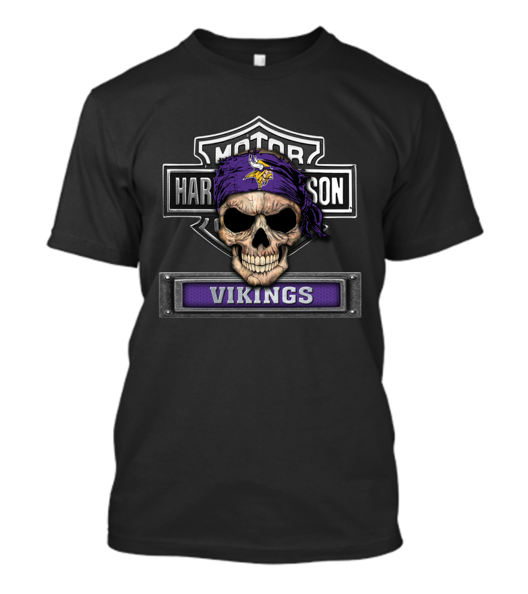 Motor Harley Davidson Skull Minnesota Vikings Nfl T-Shirt