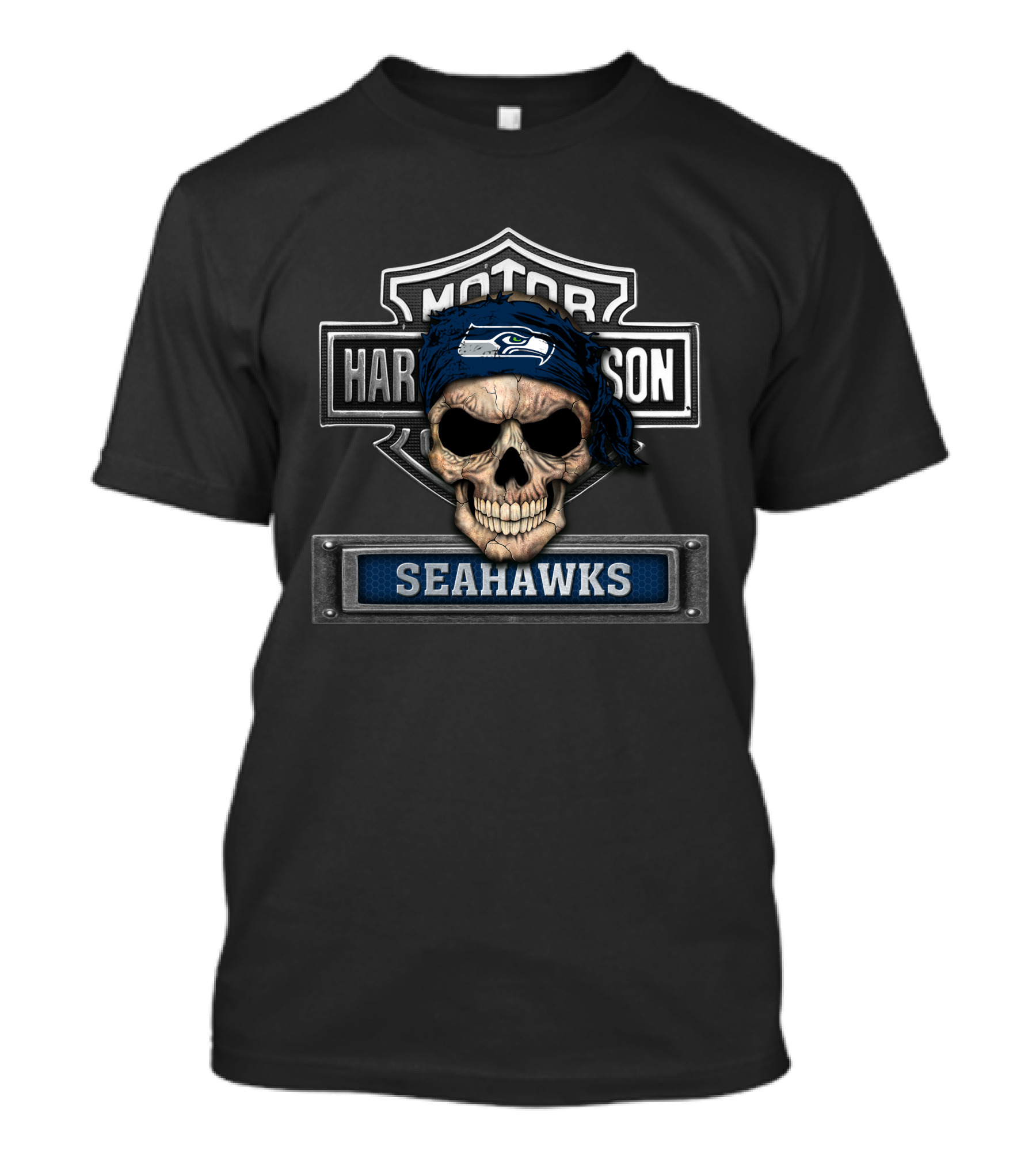 Motor Harley Davidson Skull Seahawks Nfl Seattle T-Shirt