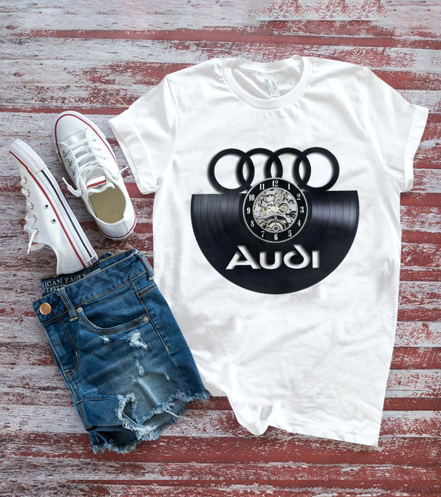 Audi Baronti Vinyl Clock With Four Rings And Gear Mechanism T-Shirt