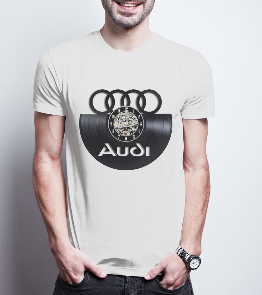 Audi Baronti Vinyl Clock With Four Rings And Gear Mechanism T-Shirt