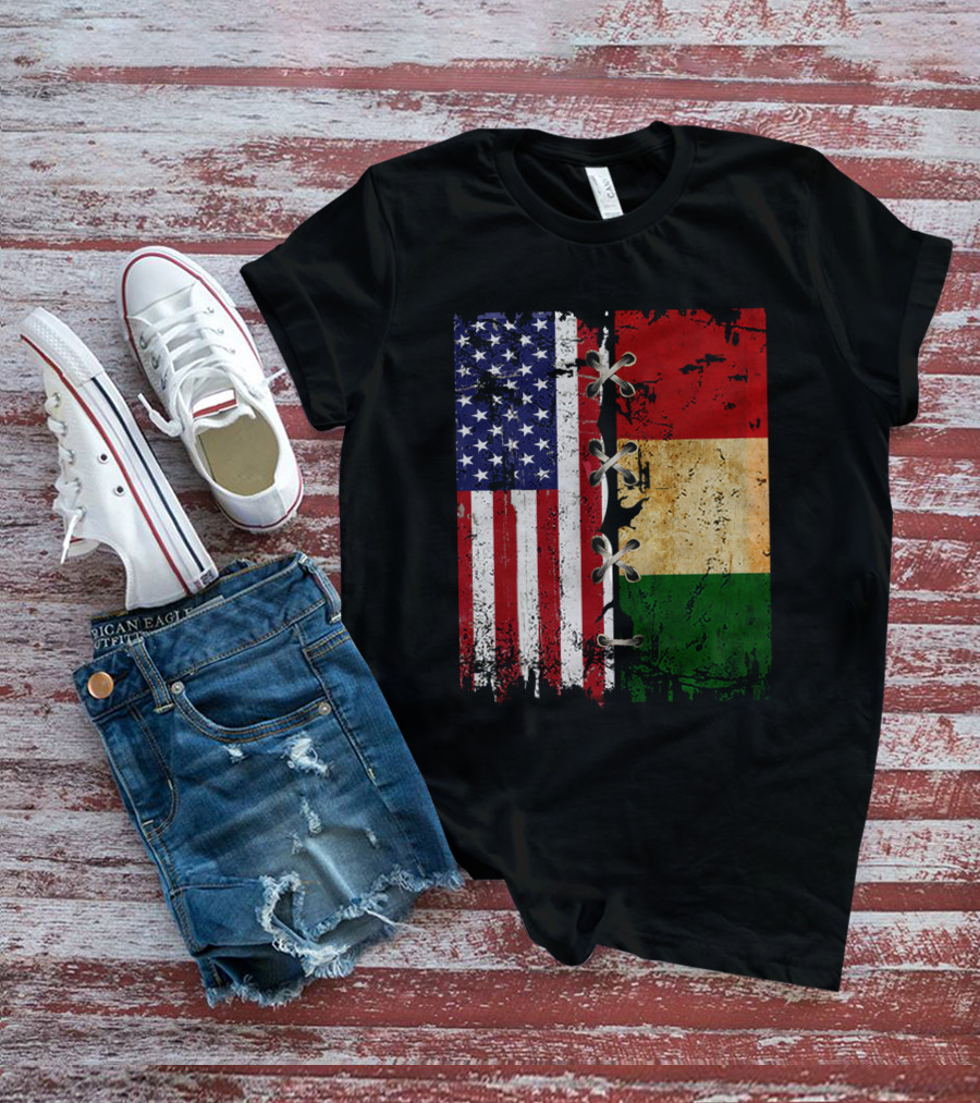 American Italian Flags United In T-Shirt