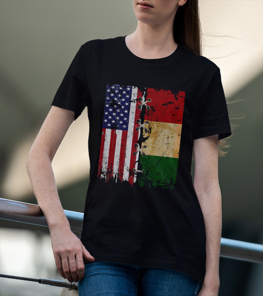 American Italian Flags United In T-Shirt