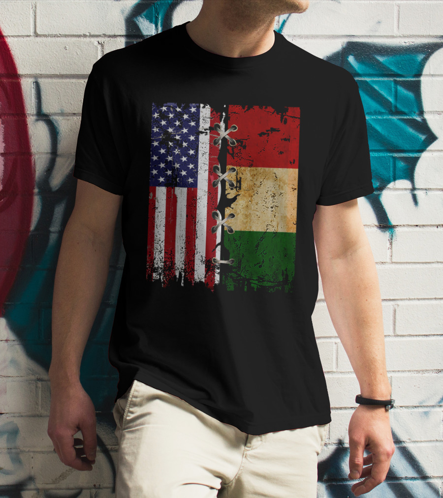 American Italian Flags United In T-Shirt