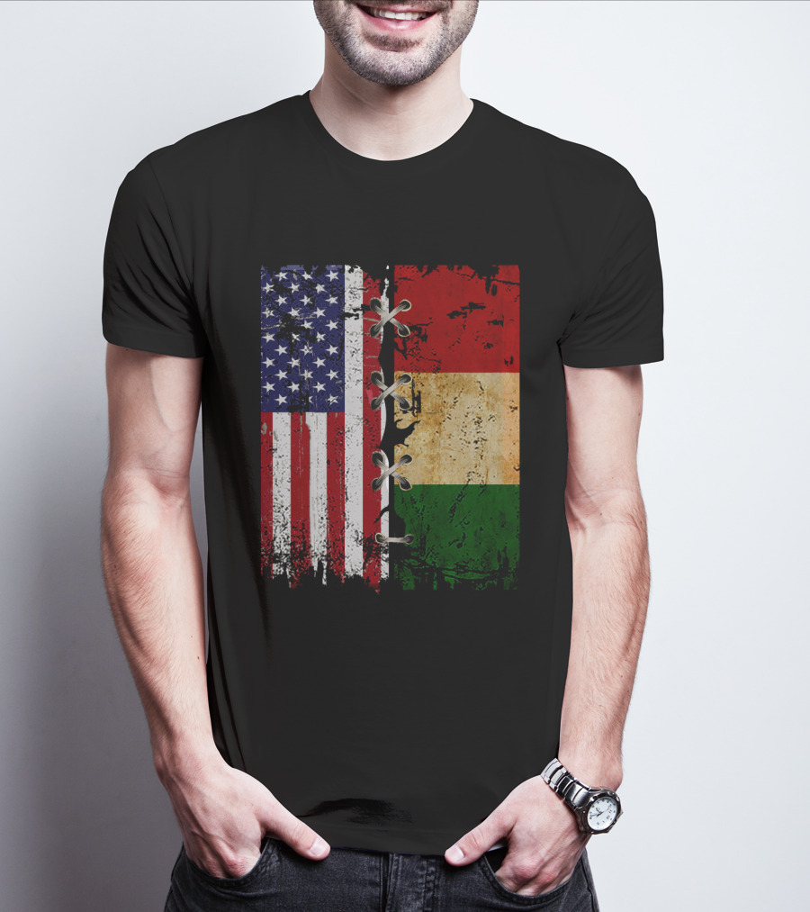 American Italian Flags United In T-Shirt