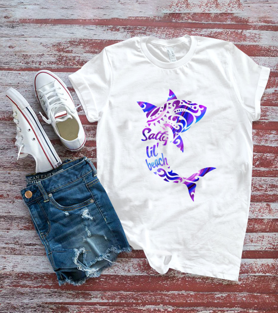 Salty Lil' Beach Shark Polynesian Tribal T-Shirt