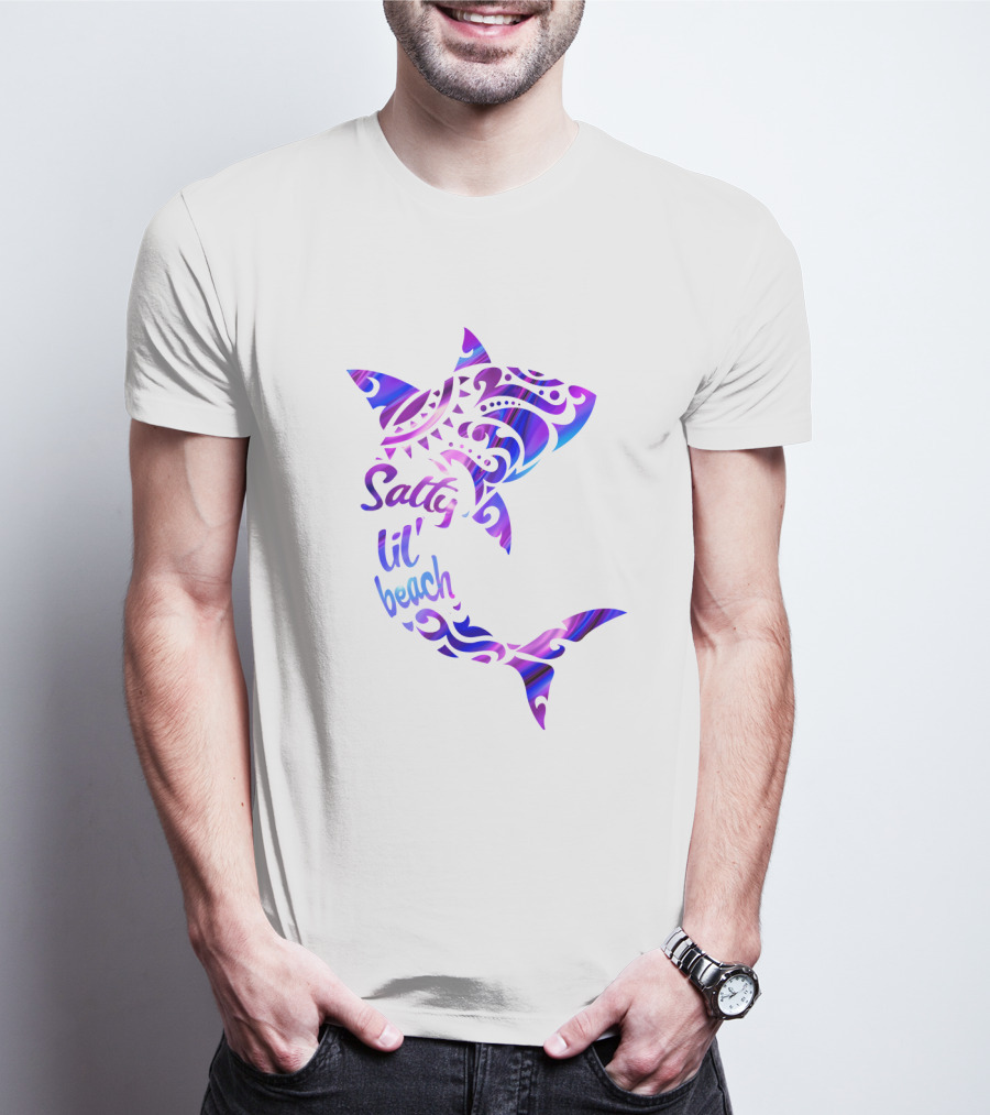 Salty Lil' Beach Shark Polynesian Tribal T-Shirt