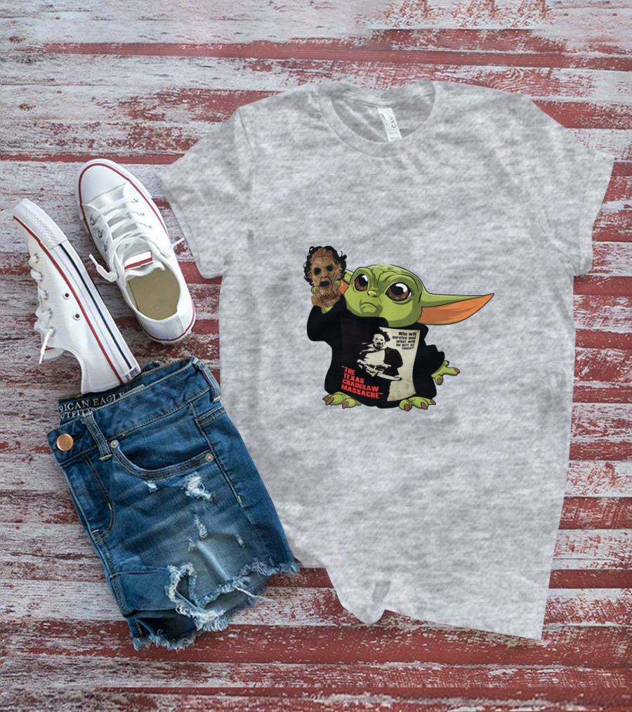 Baby Yoda Texas Chainsaw Massacre Mashup T-Shirt
