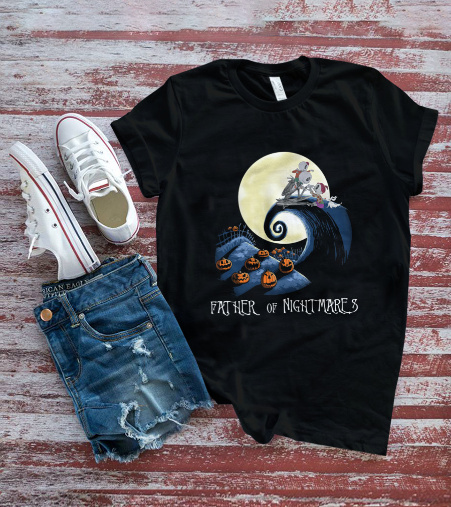 Father Of Nightmares Halloween Pumpkin Crescent Moon Scene T-Shirt