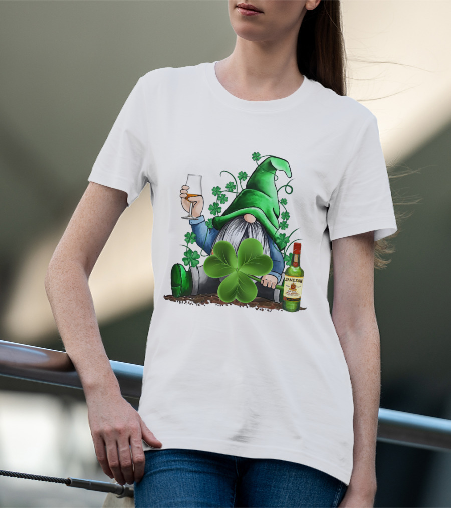 J A M E S O N Irish Gnome With Shamrocks And Whiskey T-Shirt