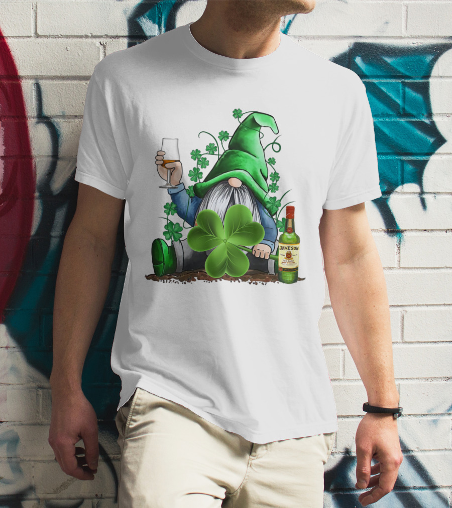 J A M E S O N Irish Gnome With Shamrocks And Whiskey T-Shirt
