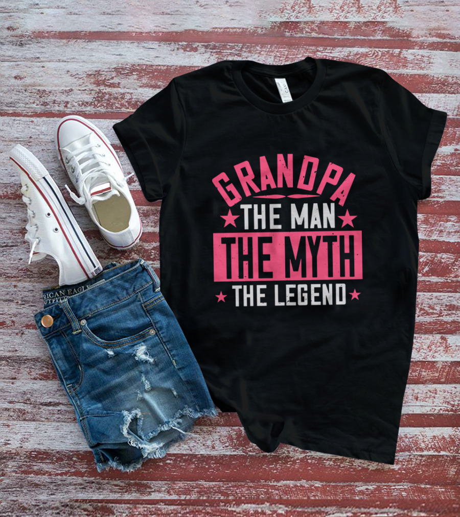 Grandpa The Man The Myth The Legend Bold Star Emblem T-Shirt