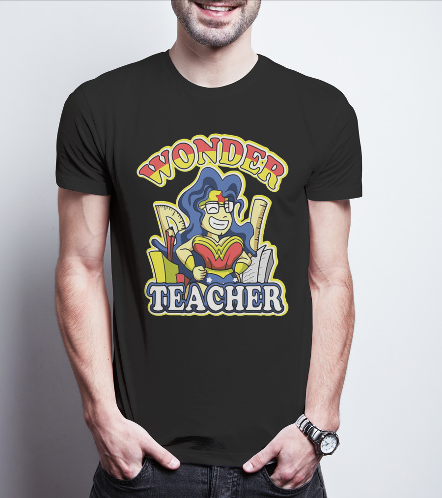 Wonder Teacher Superhero Parody With Classroom Tools T-Shirt
