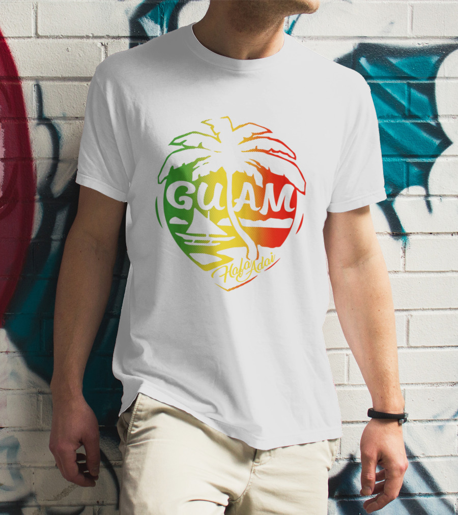 Guam Flag Islanders Pride Guamanian Chamorro History Hafa Adai Palm Tree Iconic T-Shirt