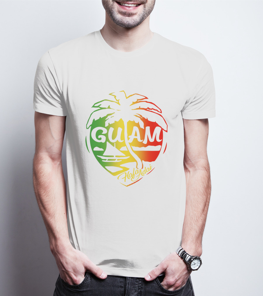 Guam Flag Islanders Pride Guamanian Chamorro History Hafa Adai Palm Tree Iconic T-Shirt