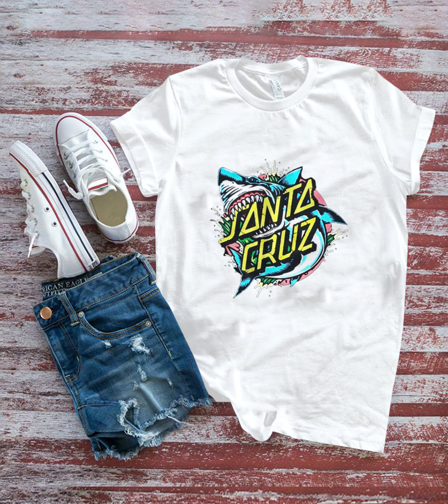 Santa Cruz Fierce Shark Graphic With Dynamic Text Burst T-Shirt