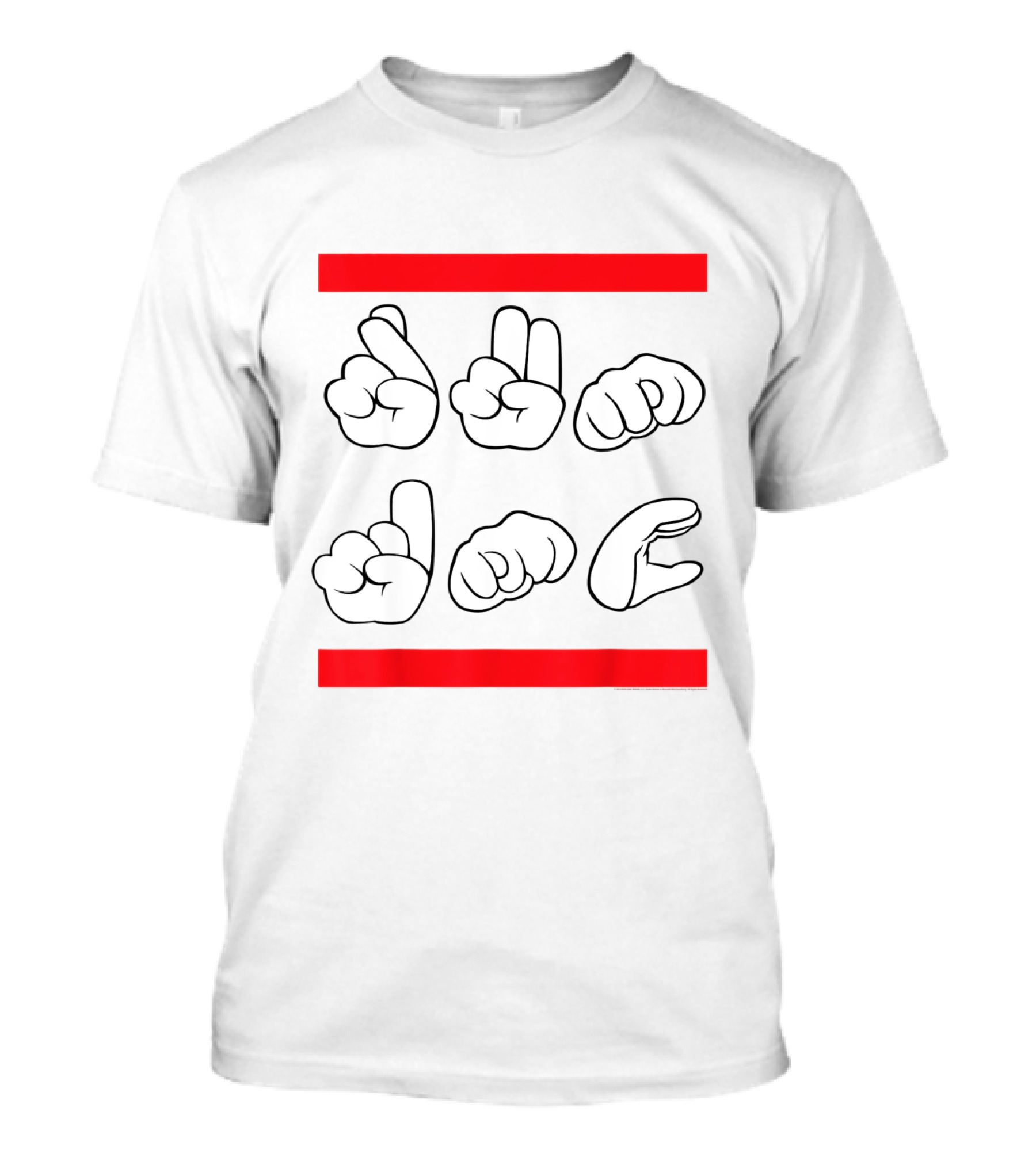Run DMC ASL Graphic With Iconic Red Bars And Sign Language T-Shirt