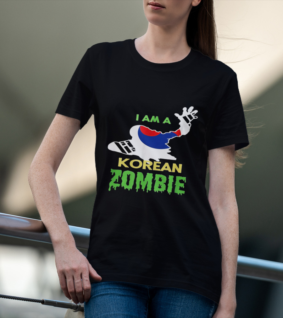 I Am A Korean Zombie Halloween Korean Flag Casual T-Shirt