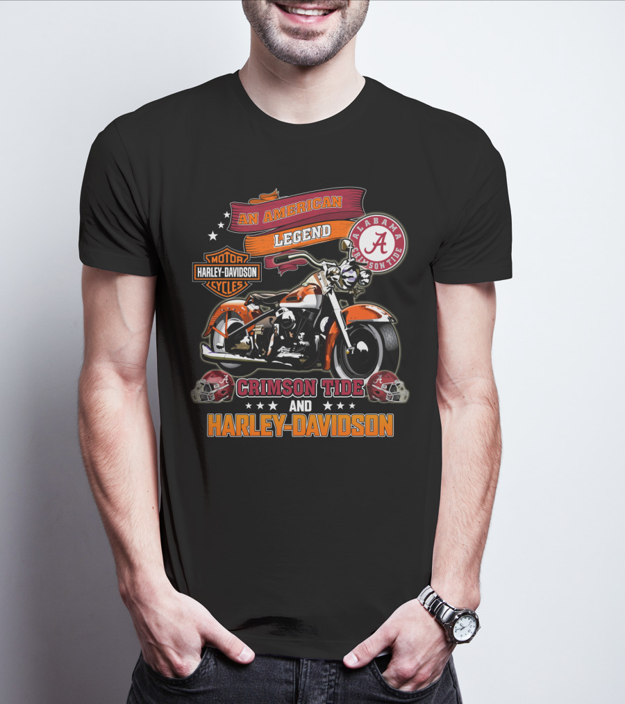 An American Legend Alabama Crimson Tide Harley Davidson Motorcycles T-Shirt