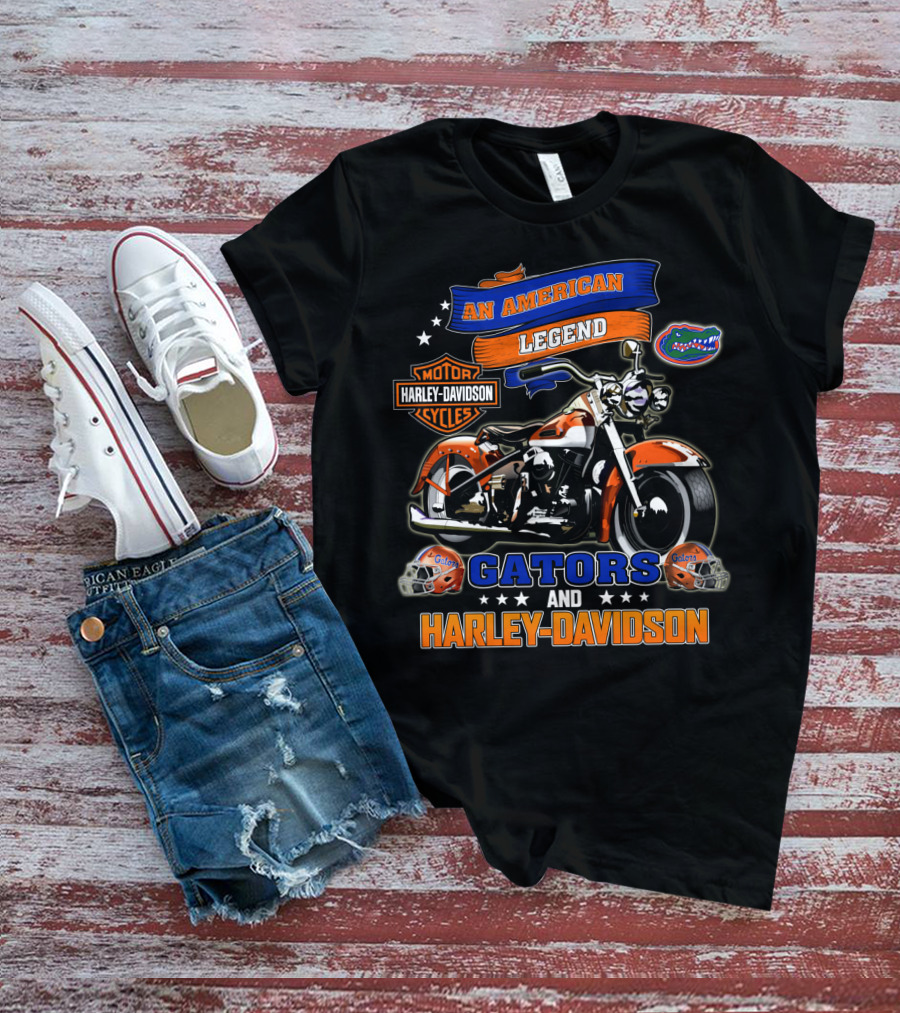 An American Legend Gators And Harley Davidson T-Shirt