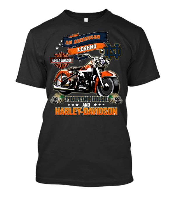 An American Legend Fighting Irish And Harley Davidson Notre Dame Nd T-Shirt