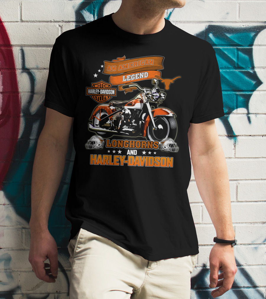 An American Legend Longhorns And Harley Davidson Motorcycles Cycles T-Shirt