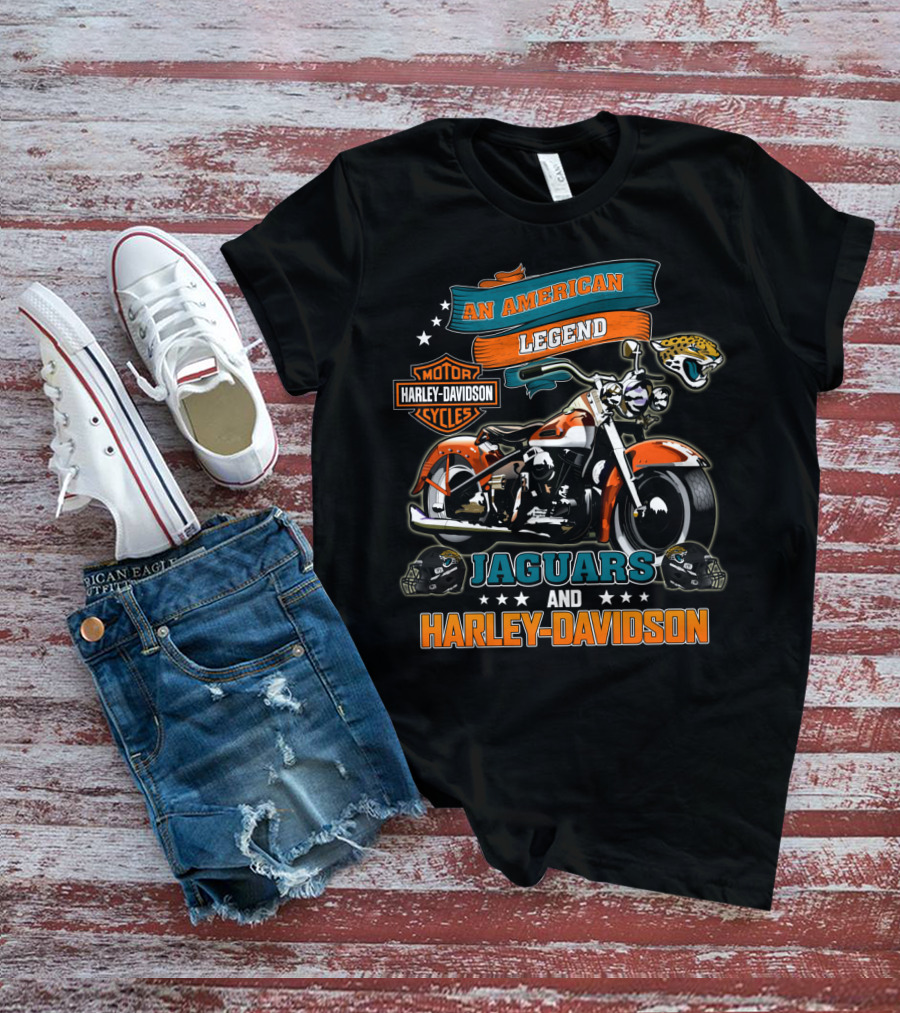 An American Legend Jaguars And Harley Davidson Nfl Motorcycle Tribute T-Shirt