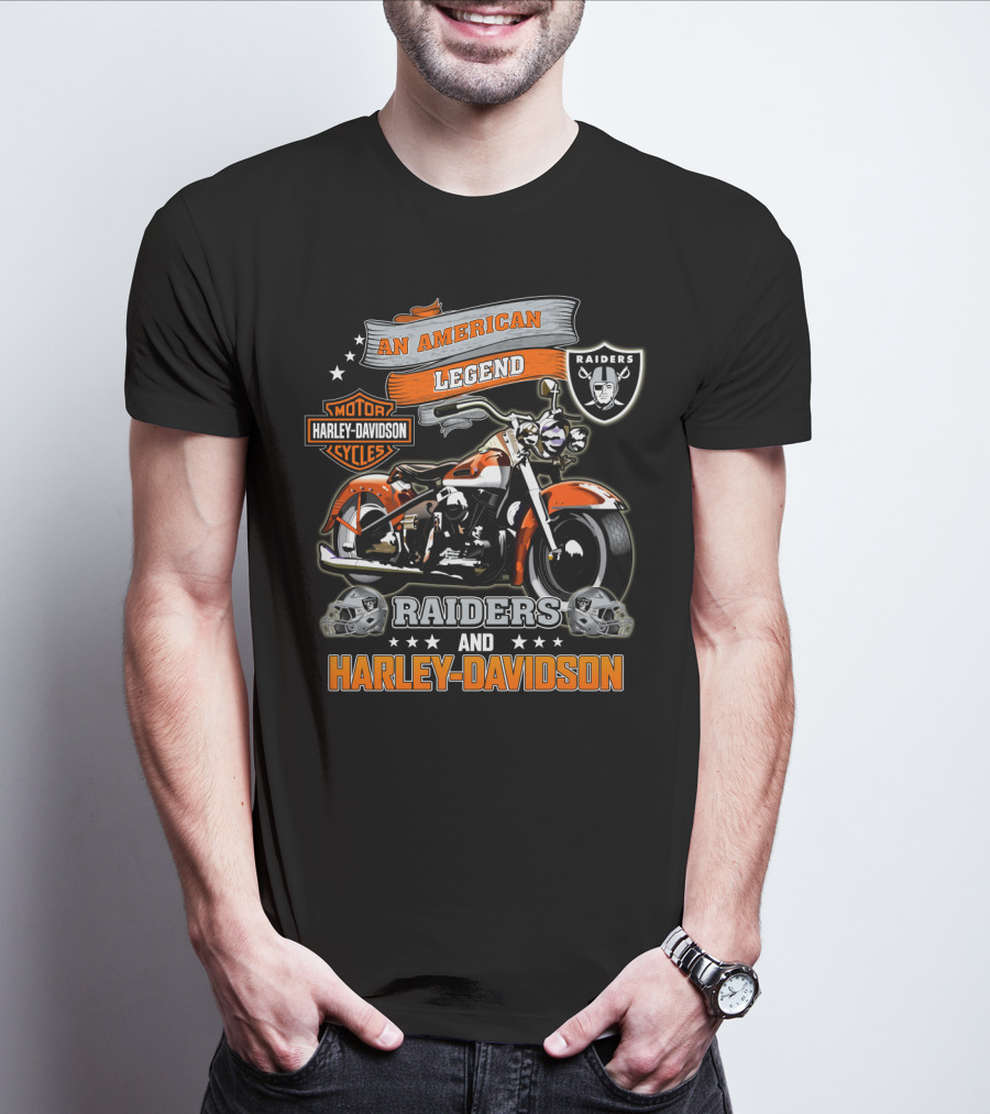 An American Legend Raiders And Harley Davidson T-Shirt
