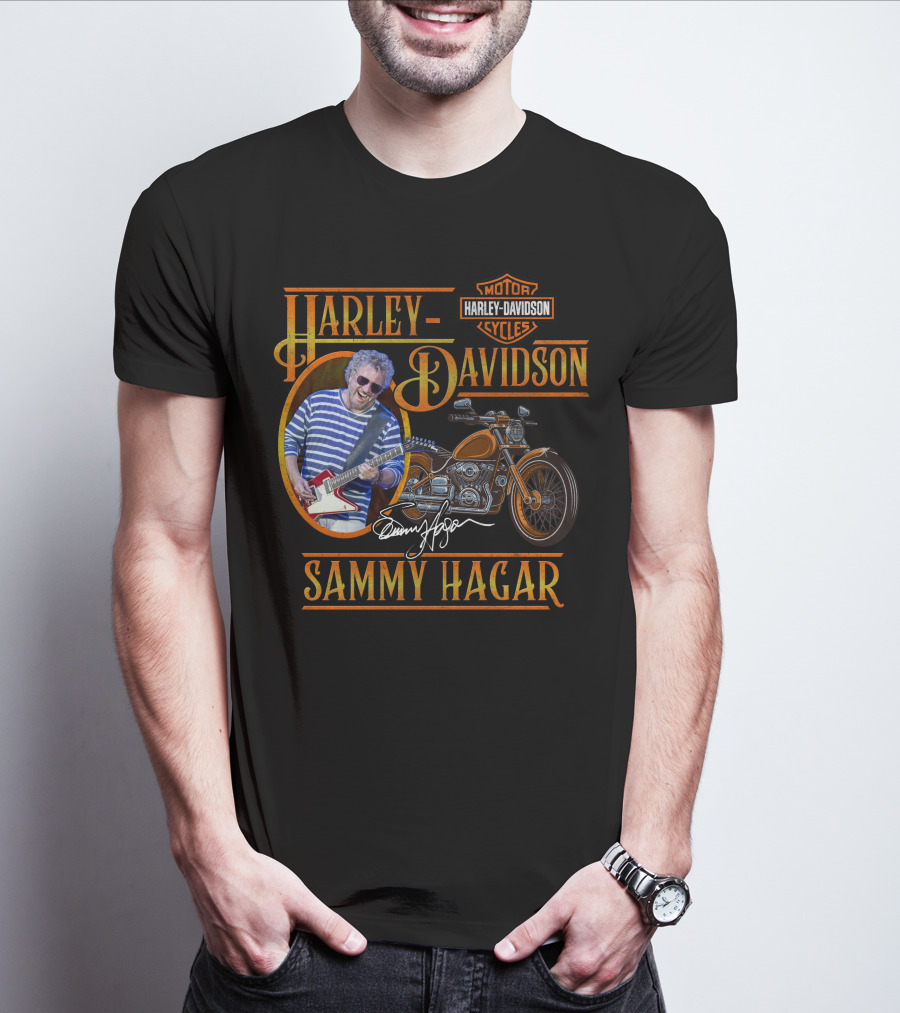 Harley Davidson Sammy Hagar Motor Cycles Signature Guitar Motorcycle T-Shirt